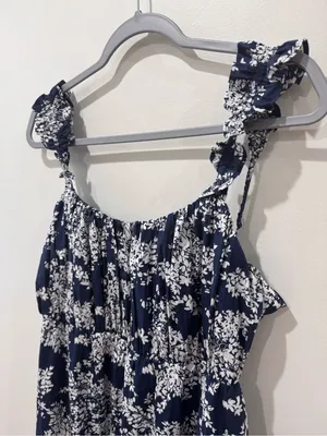 Abercrombie and Fitch Sz L Floral Cottage Navy White Maxi Dress thumbnail 5