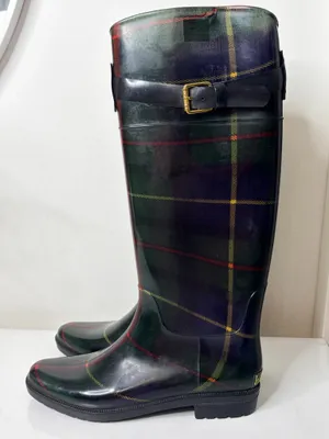 Lauren Ralph Lauren Plaid Tall Rain Boots Womens Sz 8 B Equestrian Preppy Riding thumbnail 3