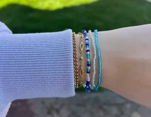 Blue Beaded Bracelet Stack thumbnail 1