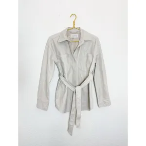 Aritzia Babaton Ava Jacket Vegan Leather Matte Pearl Belted Coat Size XS thumbnail 4