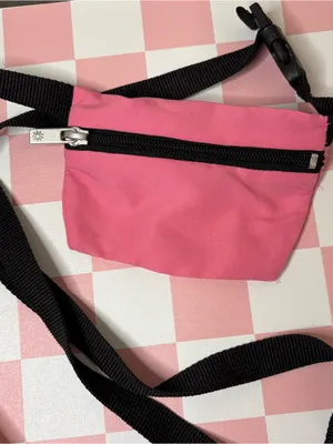 Athleta vintage crossbody mini fanny pack pink black preppy coquette y2k sporty thumbnail 2