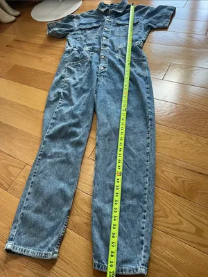 We The Free Light Blue Denim Short-Sleeve Overall Jumpsuit thumbnail 7