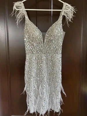 NWT Gianni Bini Sequined Feathered BodyCon Mini Dress Size XS thumbnail 1