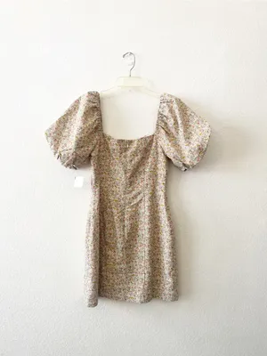 ASTR Puff Sleeve Floral Mini‎ Dress Cut Out Small NEW thumbnail 4