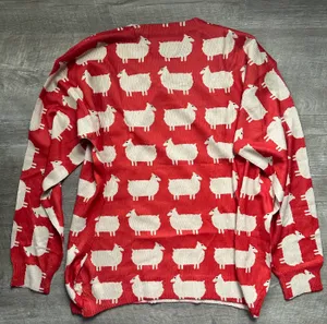 Sheep Pattern Crew Neck Pullover Sweater Size L thumbnail 3