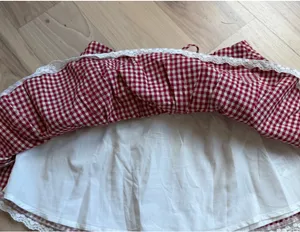 Sky to Moon Red Gingham Lace-Trim Tiered Skirt - Women thumbnail 4