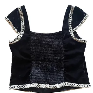 Free People Tyler Velvet Corset Top Black Lace Trim Corset Top Sz Large NWT thumbnail 5