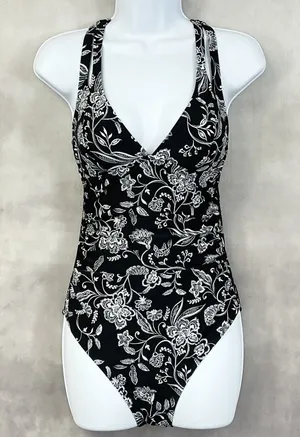 Cupshe One Piece Swimsuit Womens Small Floral Stretch Beach Resortwear Botanical thumbnail 1