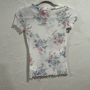 NWT y2k white bongo sheer floral top size small thumbnail 5