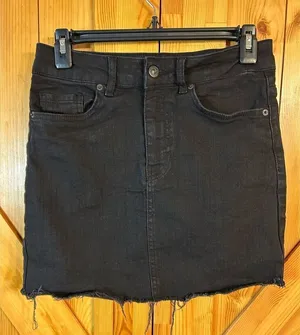 Nasty Gal black denim, jean skirt size 4 raw hem (0395)￼ thumbnail 1