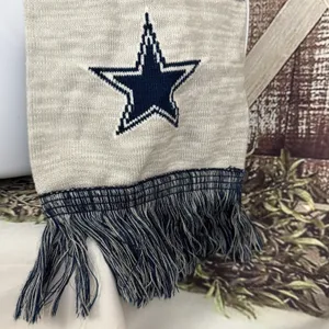 Dallas Cowboys Scarf Knit Winter Neck Blue Gray Double Sided Big Logo Fringe thumbnail 5