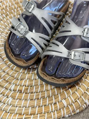 Birkenstock Women’s Granada Nubuck Leather Sandals in Metallic Silver 37/US 6.5 thumbnail 6