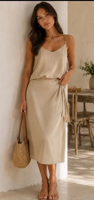 Club Monaco Cream Midi Wrap Skirt thumbnail 1