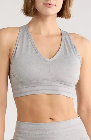 Sweaty Betty Grey Marl V-Neck Racerback Sports Bra SB9612B Women Size M thumbnail 1