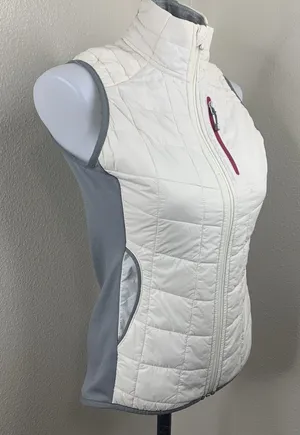 Smartwool Quilted Puffer Vest Full Zip Sz S Merino Wool White Gray *Flaws thumbnail 1