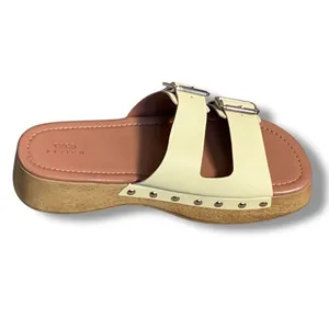 ASOS DESIGN Pale Yellow Flatform Open Toe Clogs Double‎ Buckle Detail Size 7 New thumbnail 6