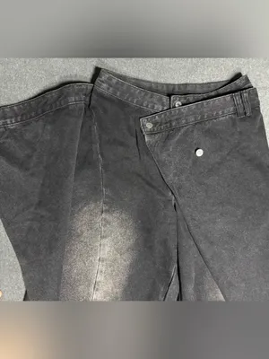 Commense Dark Cross Front Wrap Wide-Leg Denim Jeans Size M thumbnail 6