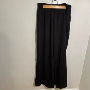 Favlux Women's Size Large Wide‎ Leg Palazzo Pant Open Wrap Front Black Pull On thumbnail 6