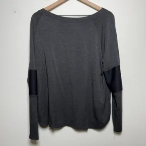 Beyond Yoga Women Modal Pullover Top XL Gray Moto Ribbed Elbow Raglan‎ Sleeve thumbnail 6