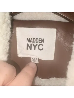 Madden NYC Brown Faux Leather & Sherpa Moto Jacket Size XXS thumbnail 5