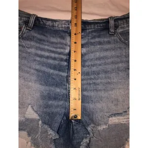 Aerie Denim Shorts Size XL Elastic Distressed Light Wash Blue Relaxed Fit Boho thumbnail 6