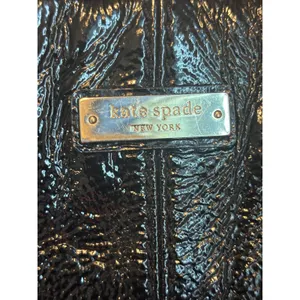 Kate Spade Black Crinkled Patent Leather Hobo Bag‎ Shoulder Bag Stripe Lining thumbnail 3