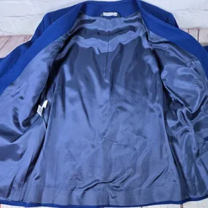 Hyde Point Petite Womens‎ Blue 100% Wool Collarless Single Button Blazer Size 6P thumbnail 4