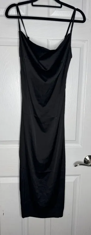 PARISIAN NWT Black Satin Slip Dress Cocktail Party Black Tie Formal Size‎ US 2 thumbnail 1
