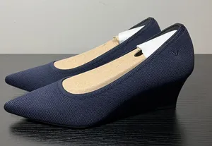 VIVAIA Aria Wedge Pro Navy Blue Knit Pointed Toe Sustainable Heels EU 40 US 9 thumbnail 1