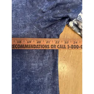 Chelsea Taylor 2X Blue Faux Denim Dress Lace Trim Ring Neck Stretch Midi Plus thumbnail 9