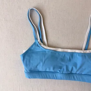 Wilo The Label Layered Activewear Sports Bra Crop Top Women Large Blue White thumbnail 5