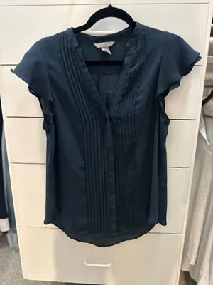 H&M blue pleated work top thumbnail 3