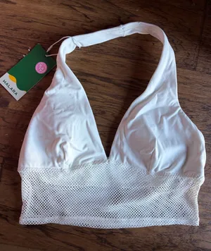 HALARA White Mesh Halter Bralette size Sm NWT thumbnail 1