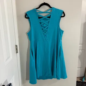 New York & Company Blue Sleeveless Cut out Back Dress with pockets Size XL thumbnail 5