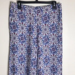 Loft Fluid Wide Leg Crop Pants in Medallion Linen Blend‎ ladies size medium thumbnail 4