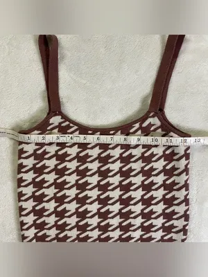 Willow & Wind Brown and White Modern Houndstooth Crop Top size S thumbnail 7