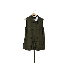 Ninexis Womens Olive Green Utility Vest Sleeveless Button Up Cargo Pocket L NEW thumbnail 2
