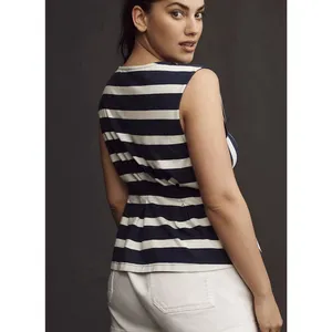 Maeve Anthropologie Sleeveless‎ Blue White Striped Top Nautical Coastal Resort thumbnail 8