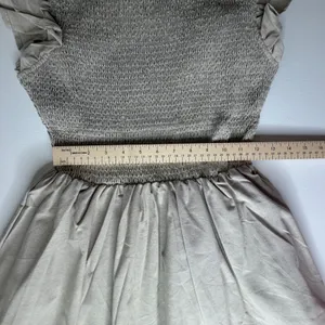 NWT English Factory Smocked Ruffle Sleeve‎ Dress Sz XS Beige Fit & Flare Neutral thumbnail 12