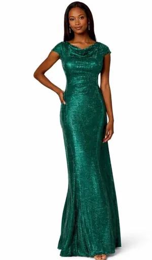Adrianna Papell Emerald Green Cowl Neck Maxi Dress thumbnail 1