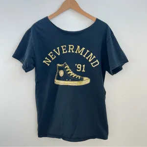 Nirvana Nevermind Off The Shoulder Tee Black Size M thumbnail 1