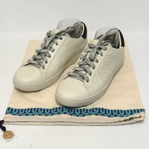 Tory Burch Leigh Sneaker Ivory White Leather Silver Glitter Lace 9.5M 83603 thumbnail 5
