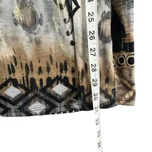 Parker Mini‎ Dress XS Black Gray Tan Gold Abstract Stretch Bell Sleeve Boho Chic thumbnail 10