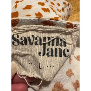 Savanna Jane Tunic Blouse Orange White Embroidered Floral Animal Print Large thumbnail 6