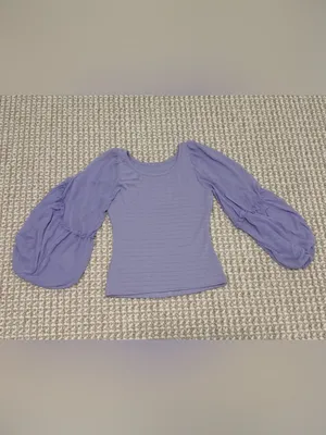 Anthropologie Balloon-Sleeve Smocked Top size Small lavender thumbnail 5