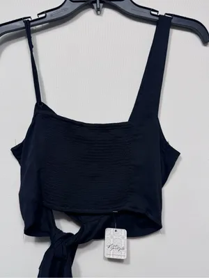 Free People Womens Mila One Shoulder Side Tie Cropped nwt size large thumbnail 4