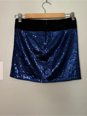 Russian Slavic sequin blue mini skirt party disco women’s motivi y2k 0 thumbnail 3