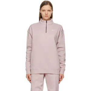 Nike Pink Quarter-Zip Sweatshirt Embroidered Logo thumbnail 2
