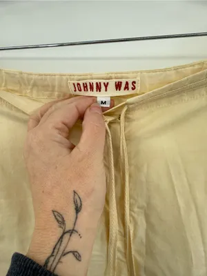 Johnny Was Yellow Cotton Cargo‎ Jogger Pants Drawstring Pockets Women's Medium thumbnail 3
