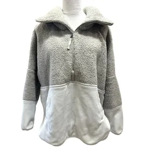 The North Face Women's Gray Cream Colorblock Sherpa Fleece Pullover Jacket S thumbnail 2